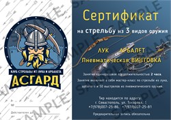 Сертификат на стрельбу из 3х видов оружия 2312